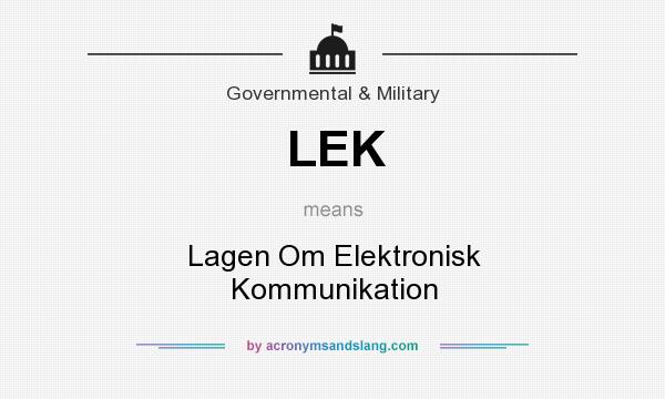 What does LEK mean? It stands for Lagen Om Elektronisk Kommunikation