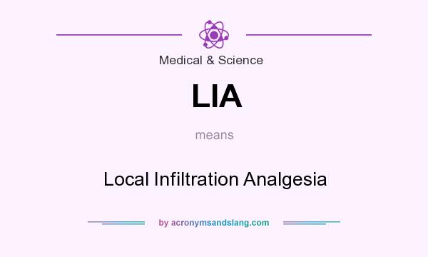What does LIA mean? It stands for Local Infiltration Analgesia
