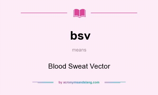What does bsv mean? It stands for Blood Sweat Vector