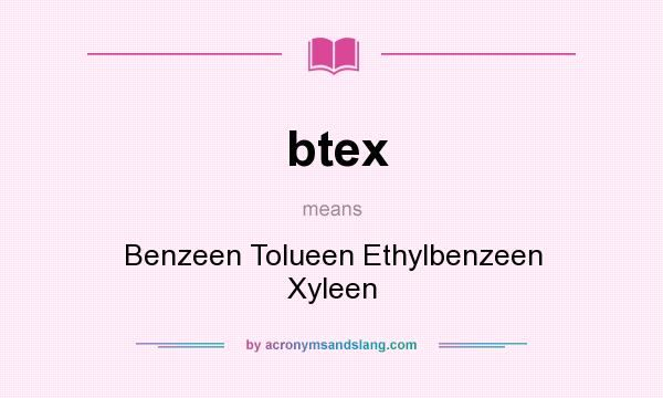 What does btex mean? It stands for Benzeen Tolueen Ethylbenzeen Xyleen