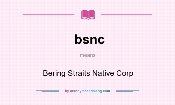 What does bsnc mean? It stands for Bering Straits Native Corp