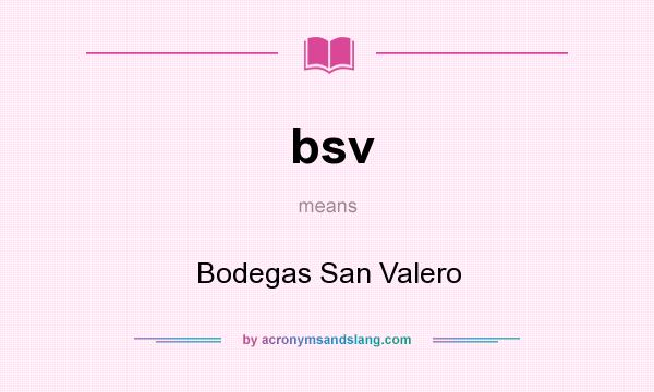 What does bsv mean? It stands for Bodegas San Valero