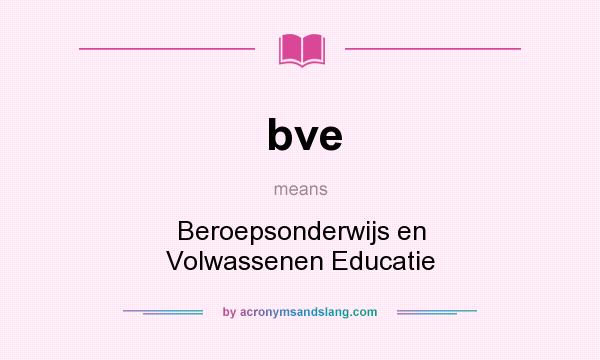 What does bve mean? It stands for Beroepsonderwijs en Volwassenen Educatie