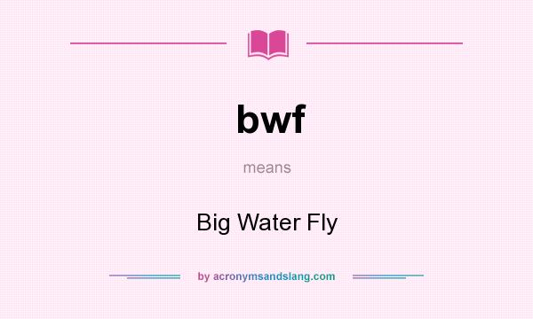 What does bwf mean? It stands for Big Water Fly