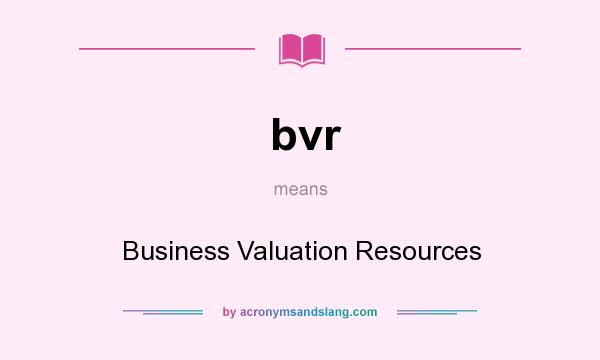 What does bvr mean? It stands for Business Valuation Resources