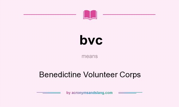 What does bvc mean? It stands for Benedictine Volunteer Corps
