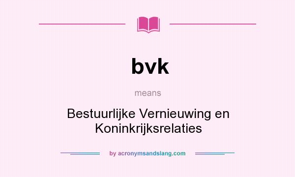 What does bvk mean? It stands for Bestuurlijke Vernieuwing en Koninkrijksrelaties