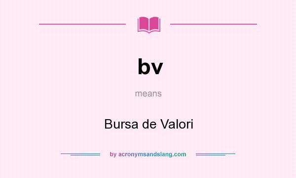 What does bv mean? It stands for Bursa de Valori