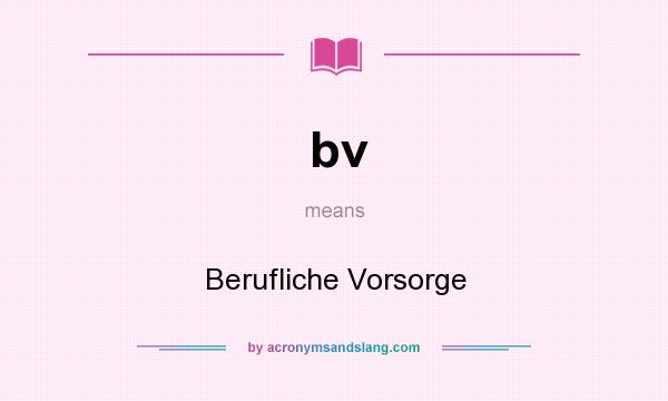 What does bv mean? It stands for Berufliche Vorsorge