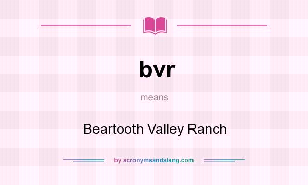 What does bvr mean? It stands for Beartooth Valley Ranch