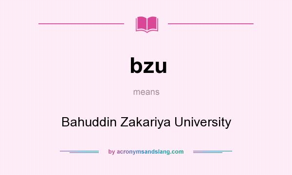 What does bzu mean? It stands for Bahuddin Zakariya University