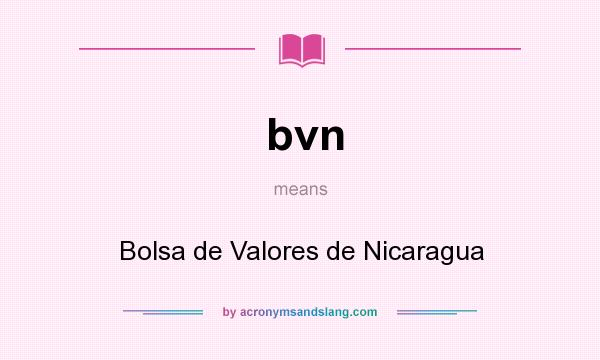What does bvn mean? It stands for Bolsa de Valores de Nicaragua