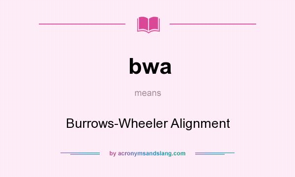 What does bwa mean? It stands for Burrows-Wheeler Alignment