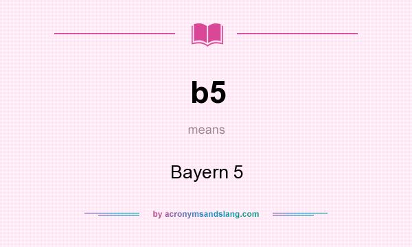 What does b5 mean? It stands for Bayern 5