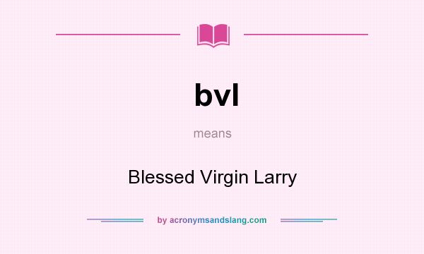What does bvl mean? It stands for Blessed Virgin Larry