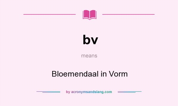 What does bv mean? It stands for Bloemendaal in Vorm