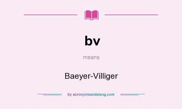 What does bv mean? It stands for Baeyer-Villiger