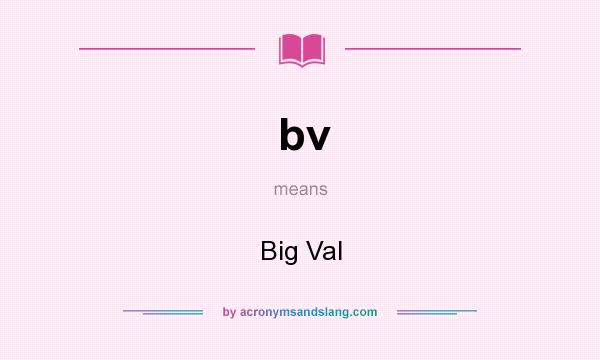 What does bv mean? It stands for Big Val
