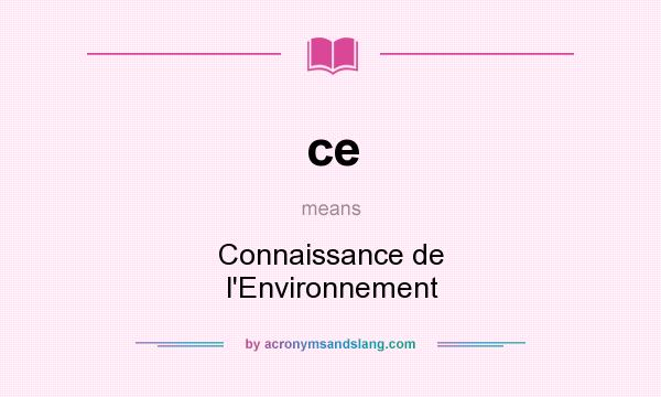 What does ce mean? It stands for Connaissance de l`Environnement