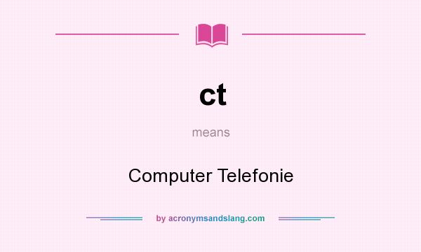 What does ct mean? It stands for Computer Telefonie