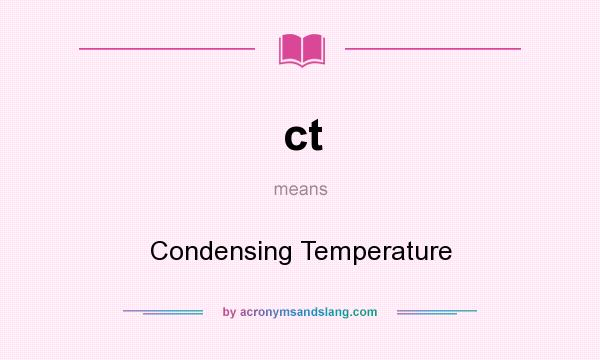 What does ct mean? It stands for Condensing Temperature