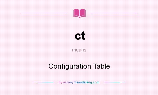 What does ct mean? It stands for Configuration Table