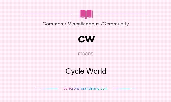 What does cw mean? It stands for Cycle World