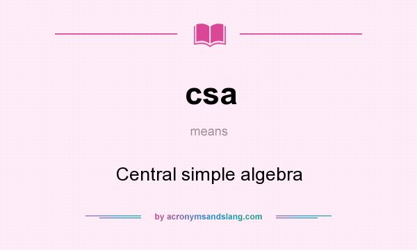 What does csa mean? It stands for Central simple algebra