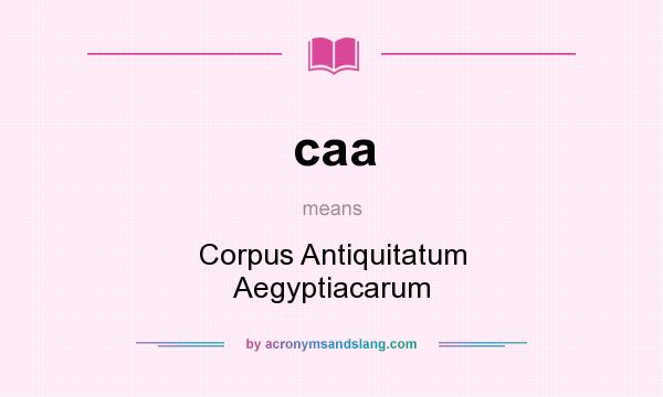 What does caa mean? It stands for Corpus Antiquitatum Aegyptiacarum