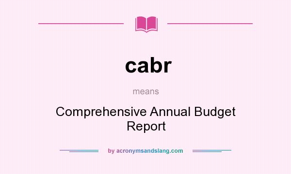 What does cabr mean? It stands for Comprehensive Annual Budget Report