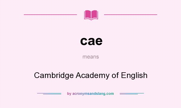 What does cae mean? It stands for Cambridge Academy of English