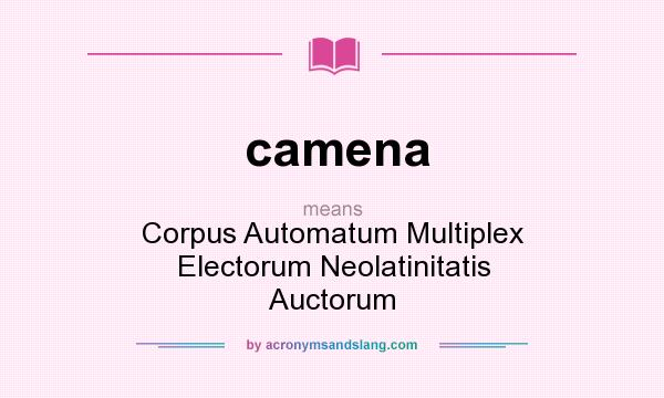 What does camena mean? It stands for Corpus Automatum Multiplex Electorum Neolatinitatis Auctorum