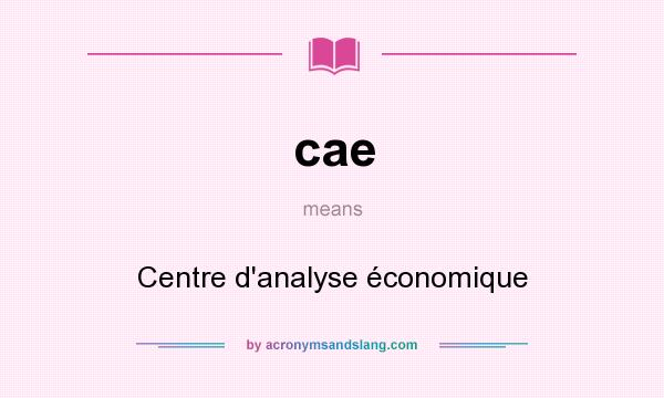 What does cae mean? It stands for Centre d`analyse économique
