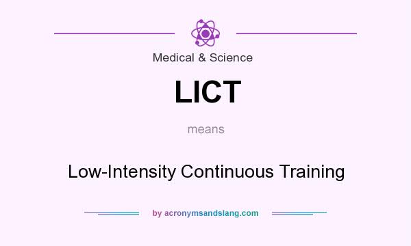 What does LICT mean? It stands for Low-Intensity Continuous Training