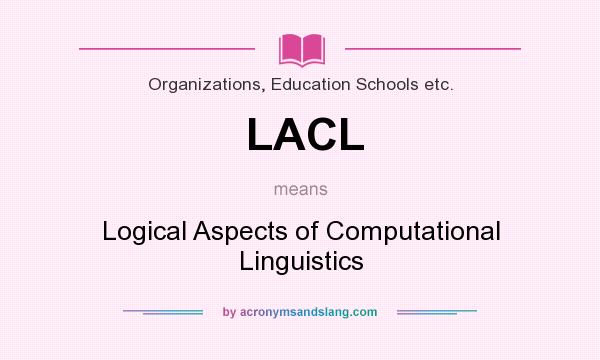What does LACL mean? It stands for Logical Aspects of Computational Linguistics