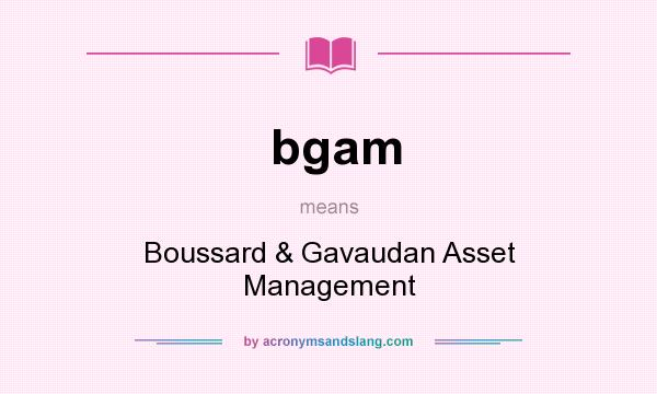 What does bgam mean? It stands for Boussard & Gavaudan Asset Management