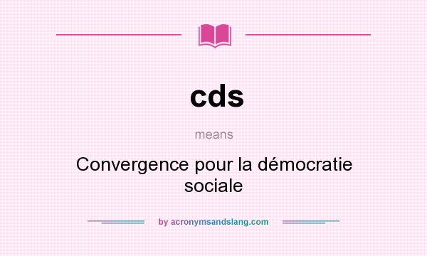 What does cds mean? It stands for Convergence pour la démocratie sociale