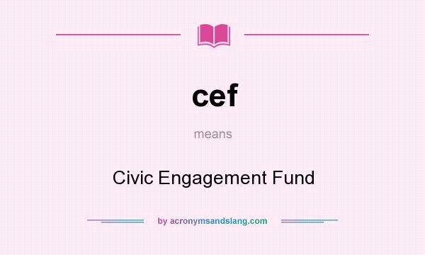 What does cef mean? It stands for Civic Engagement Fund