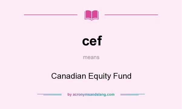 What does cef mean? It stands for Canadian Equity Fund