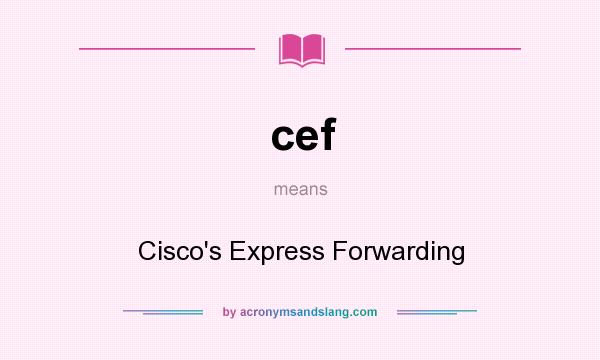 What does cef mean? It stands for Cisco`s Express Forwarding