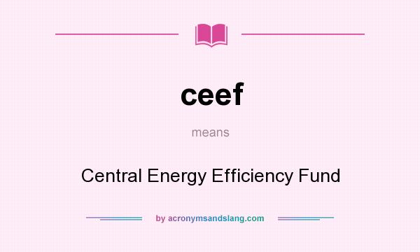 What does ceef mean? It stands for Central Energy Efficiency Fund