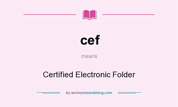 What does cef mean? It stands for Certified Electronic Folder