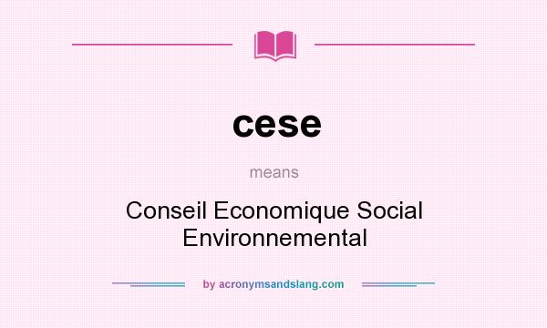 What does cese mean? It stands for Conseil Economique Social Environnemental
