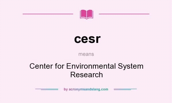 What does cesr mean? It stands for Center for Environmental System Research
