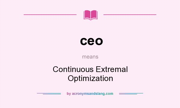 What does ceo mean? It stands for Continuous Extremal Optimization