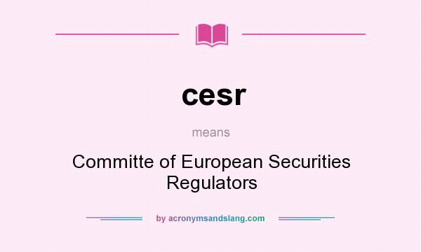 What does cesr mean? It stands for Committe of European Securities Regulators