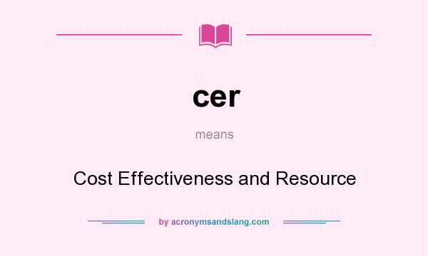 What does cer mean? It stands for Cost Effectiveness and Resource