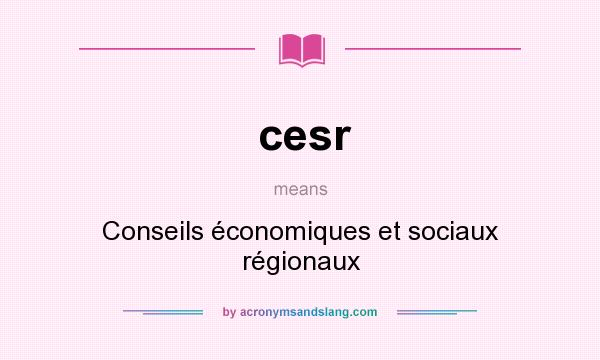 What does cesr mean? It stands for Conseils économiques et sociaux régionaux