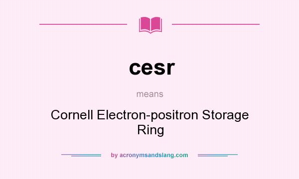 What does cesr mean? It stands for Cornell Electron-positron Storage Ring