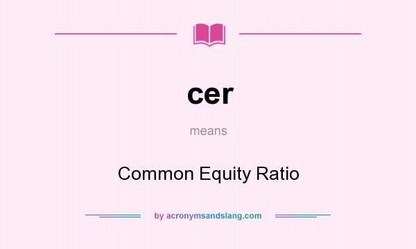 What does cer mean? It stands for Common Equity Ratio